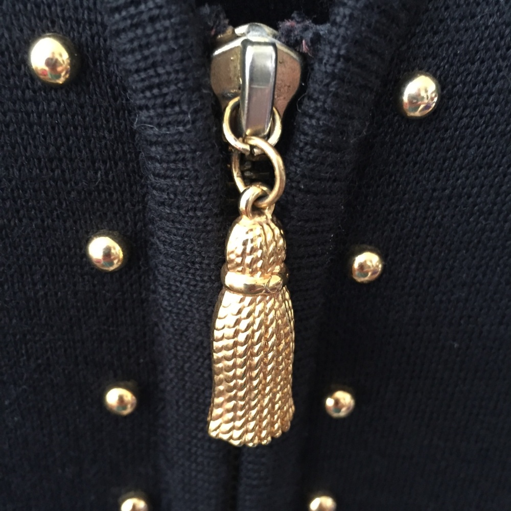 Spanner Black Zip-Up Cardigan with Gold Studs - Picture 2 of 2